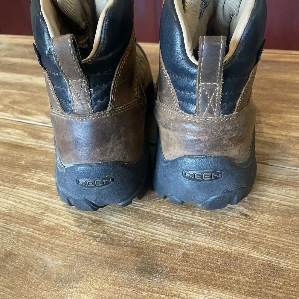 Keen Waterproof Hiking Boots Mens 9.5 Brown Leather Mid Outdoors 1006983